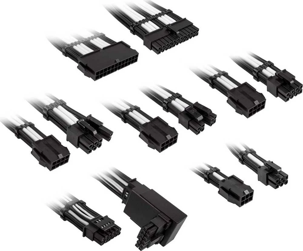 Kolink Core Pro Braided Cable Extension Kit 12V-2×6 Type 2 – Jet Juodas/Brilliant Baltas