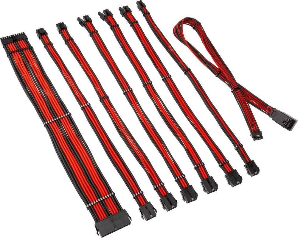 Kolink Core Pro Braided Cable Extension Kit 12V-2×6 Type 1 – Jet Juodas/Racing Raudona