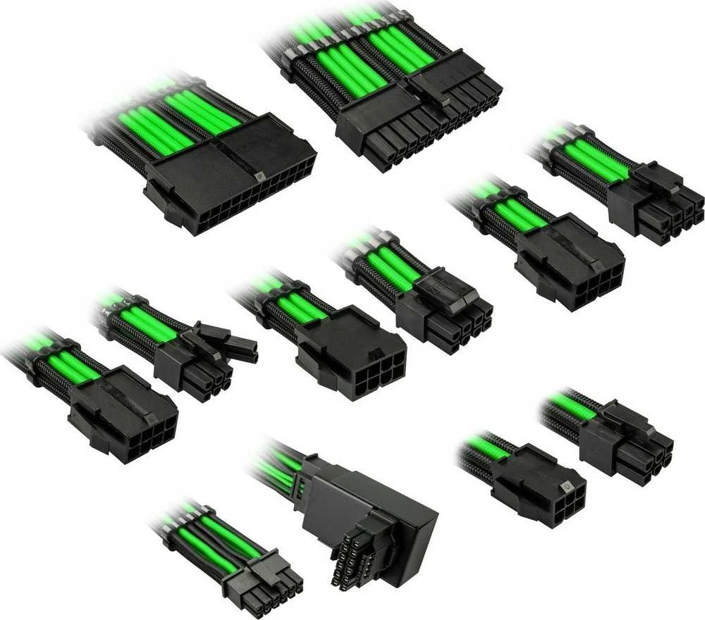 Kolink Core Pro Braided Cable Extension Kit 12V-2×6 Type 1 – Venom Žalias