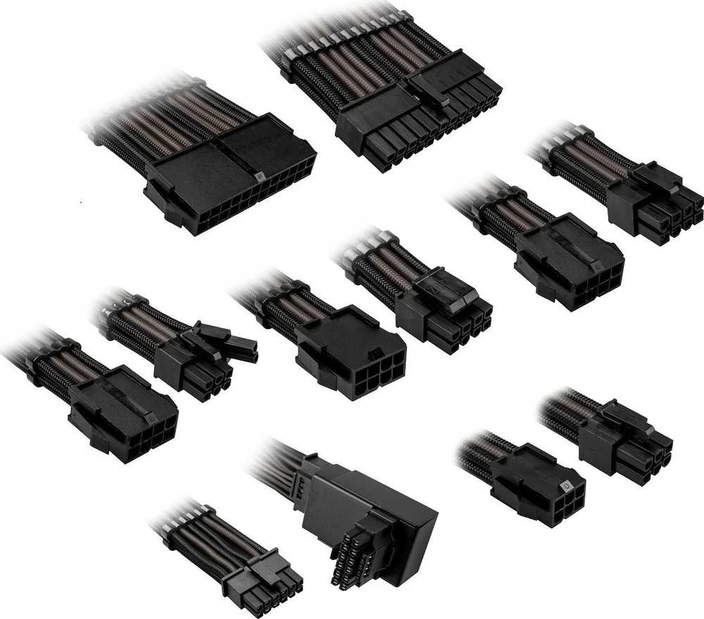 Kolink Core Pro Braided Cable Extension Kit 12V-2×6 Type 1 – Jet Juodas/Gunmetal Pilkas