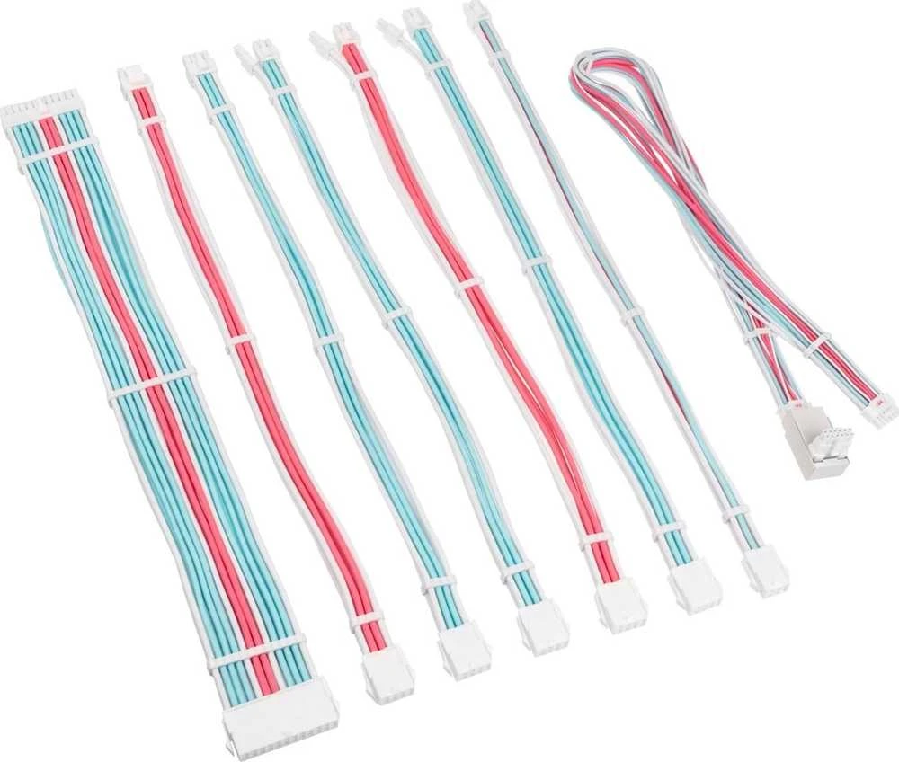 Kolink Core Pro Braided Cable Extension Kit 12V-2×6 Type 2 – Brilliant Baltas/Neon Mėlyna/Pure Rožinė
