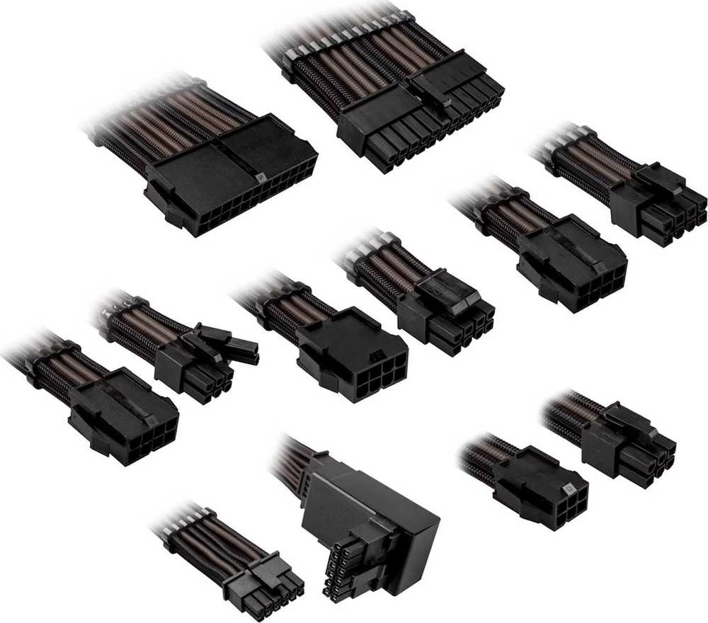 Kolink Core Pro Braided Cable Extension Kit 12V-2×6 Type 2 – Jet Juodas/Gunmetal Pilkas