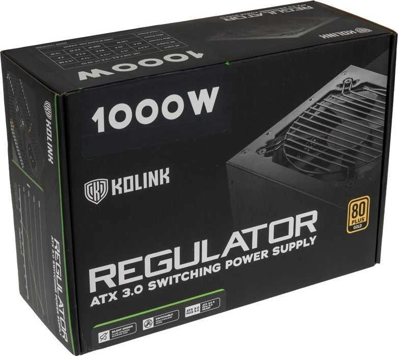 „Kolink Regulator 80 PLUS Gold“ maitinimo blokas, ATX 3.0, PCIe 5.0, modulinis – 1000 vatų