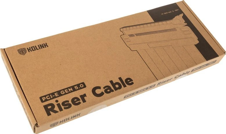 Kolink PCIe 5.0 Riser Cable, 180 degrees, x16 – juodas, 300mm