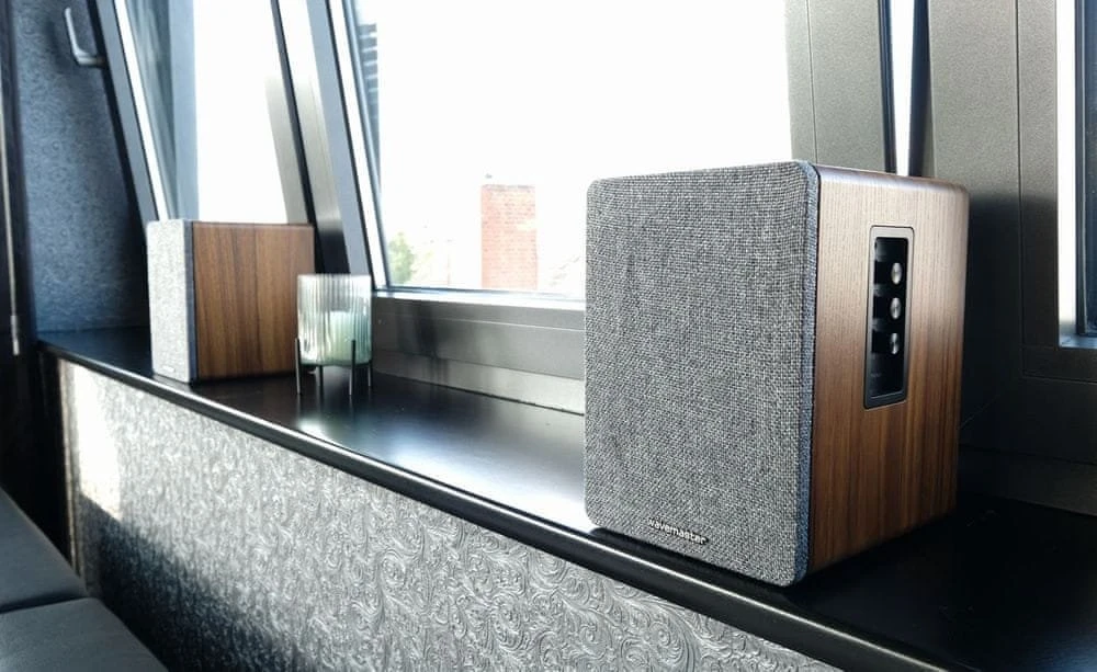 Kompiuterio kolonėlės Kolumna Wavemaster BASE 2.0 Bluetooth wood/pilka retail