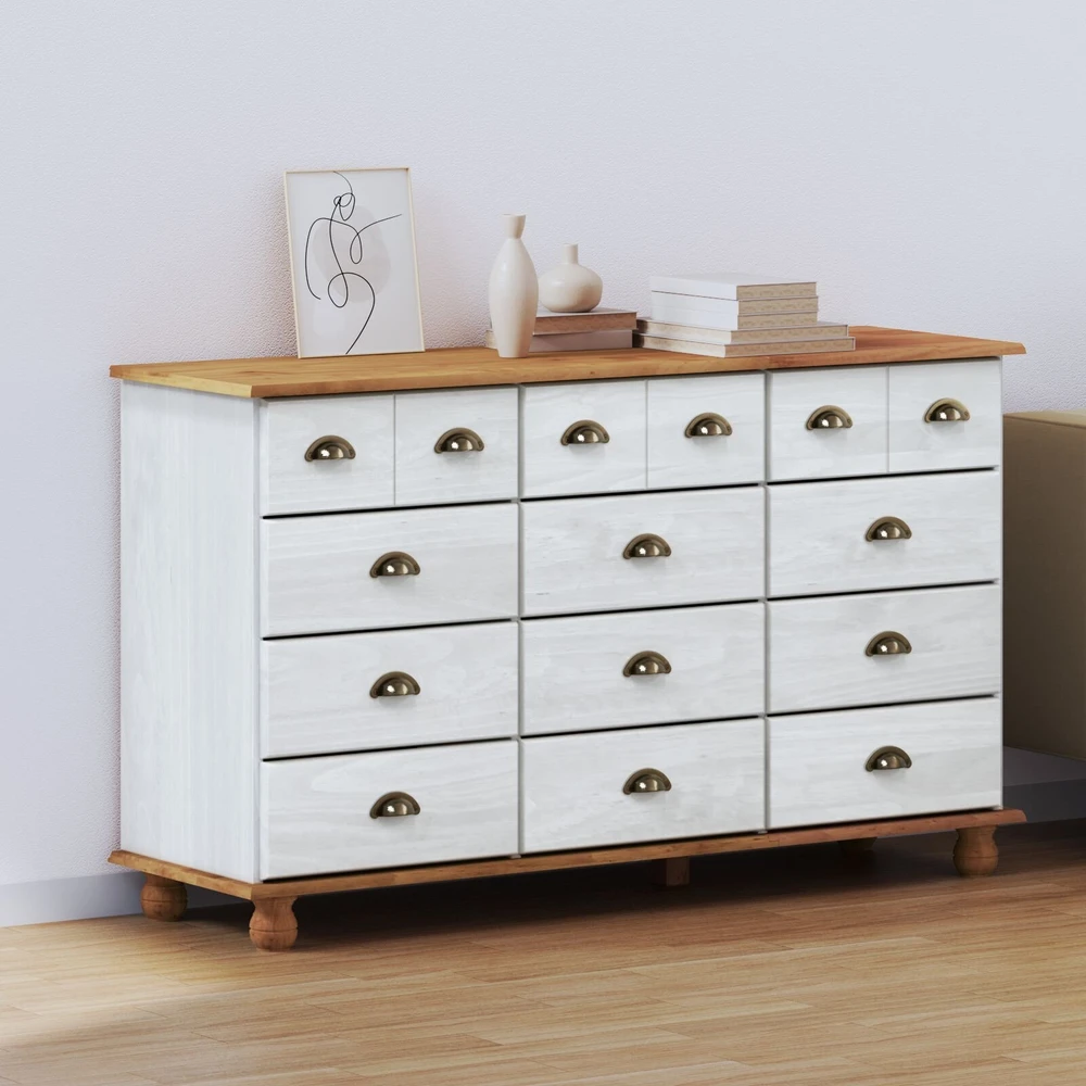 Komoda ASKIM Balta 79 x 40 x 133,5 cm Kietos pušies mediena