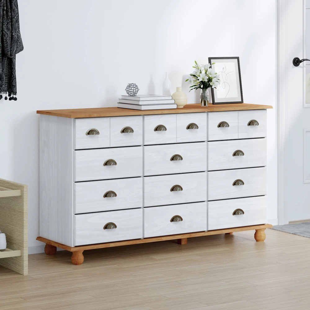 Komoda ASKIM Balta 79 x 40 x 133,5 cm Kietos pušies mediena