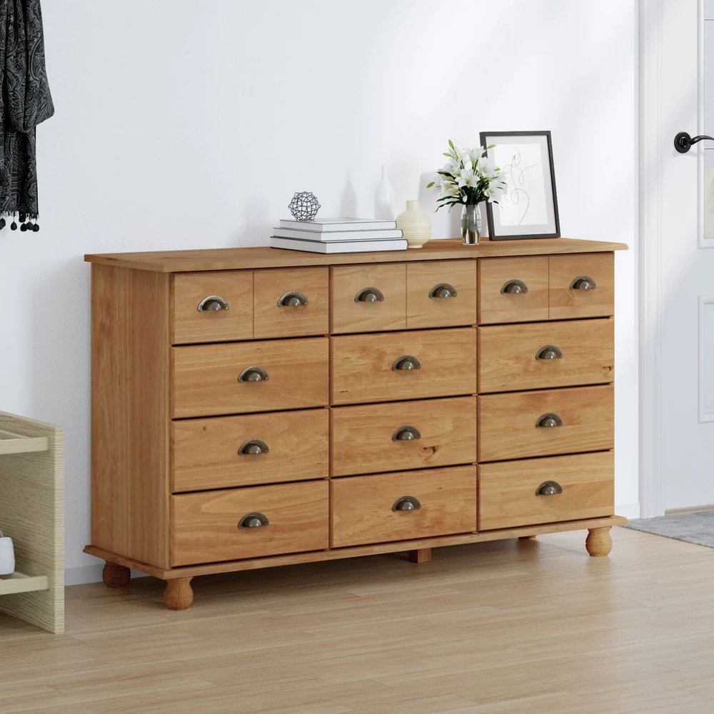 Komoda ASKIM Ruda 79 x 40 x 133,5 cm Kietos pušies mediena