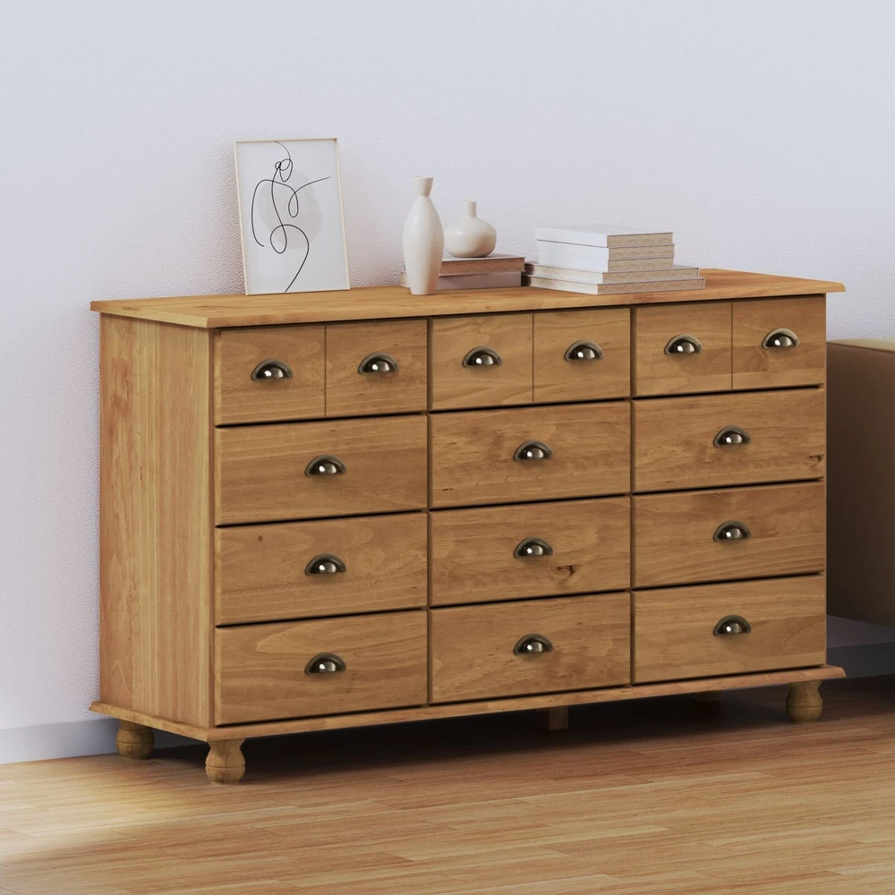 Komoda ASKIM Ruda 79 x 40 x 133,5 cm Kietos pušies mediena