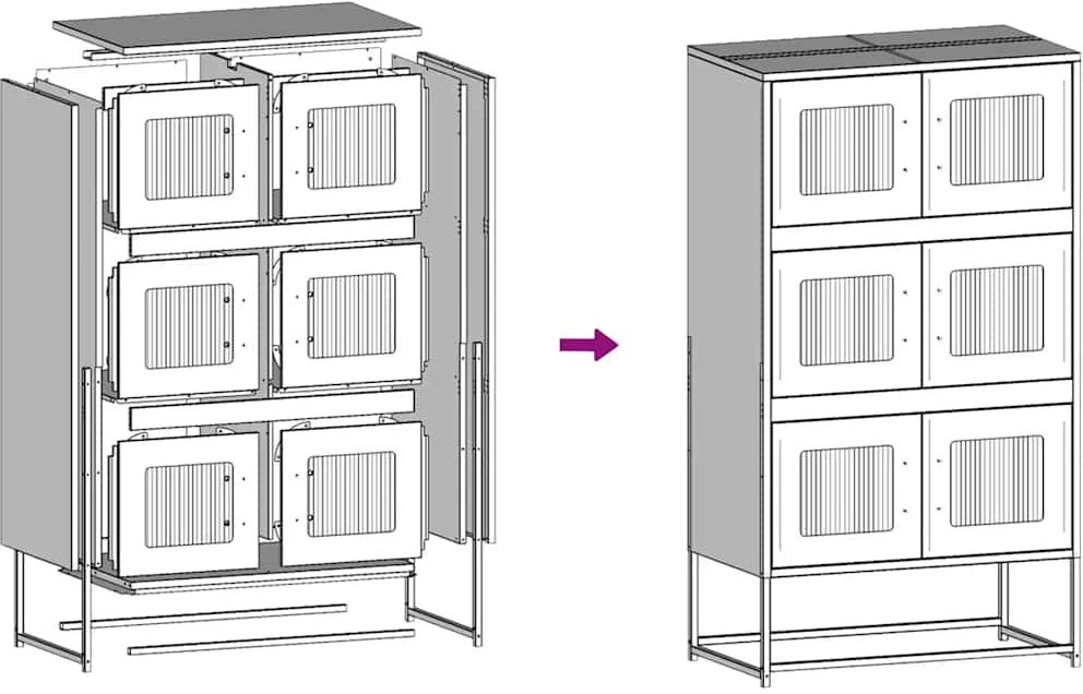 Highboard Baltas 68x39x123 cm Plienas