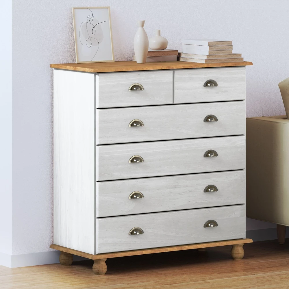 Komoda ASKIM Balta 91 x 40 x 95,5 cm Kietos pušies mediena