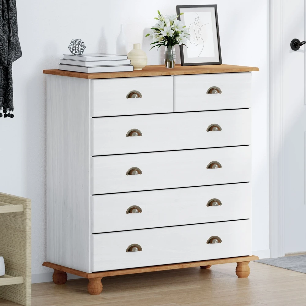 Komoda ASKIM Balta 91 x 40 x 95,5 cm Kietos pušies mediena