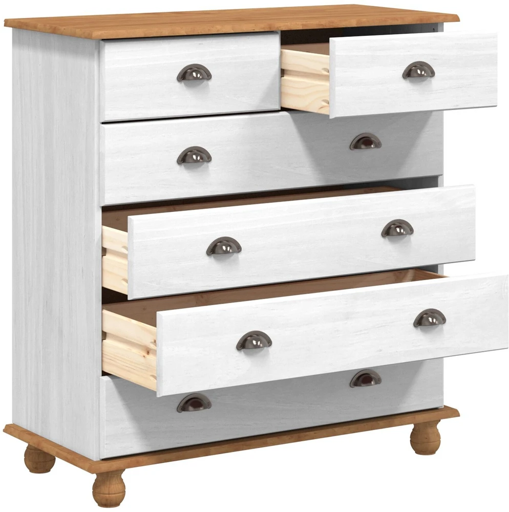 Komoda ASKIM Balta 91 x 40 x 95,5 cm Kietos pušies mediena