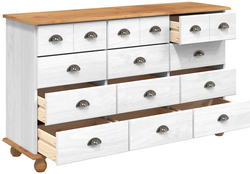 Komoda ASKIM Balta 79 x 40 x 133,5 cm Kietos pušies mediena
