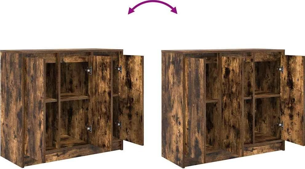 Šoninė spintelė, dūminio ąžuolo, 85x34x76 cm, apdirbta mediena