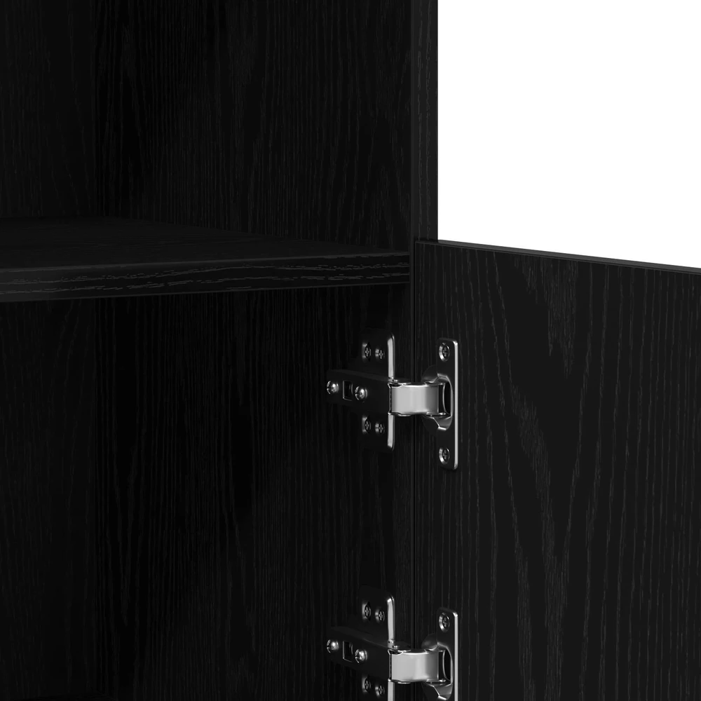 LED Bufetas Juoda 81 x 37 x 66,5 cm Apdirbta mediena