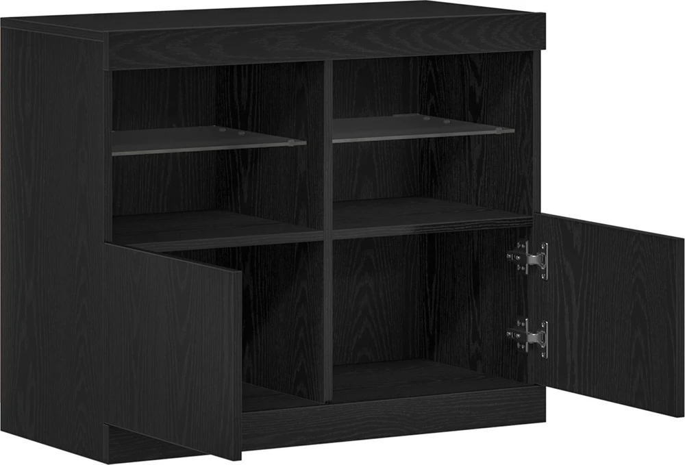 LED Bufetas Juoda 81 x 37 x 66,5 cm Apdirbta mediena
