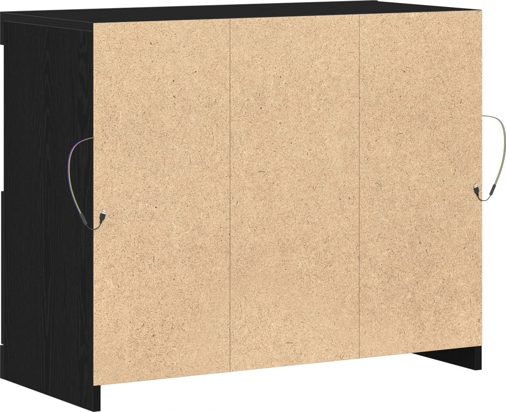 LED Bufetas Juoda 81 x 37 x 66,5 cm Apdirbta mediena