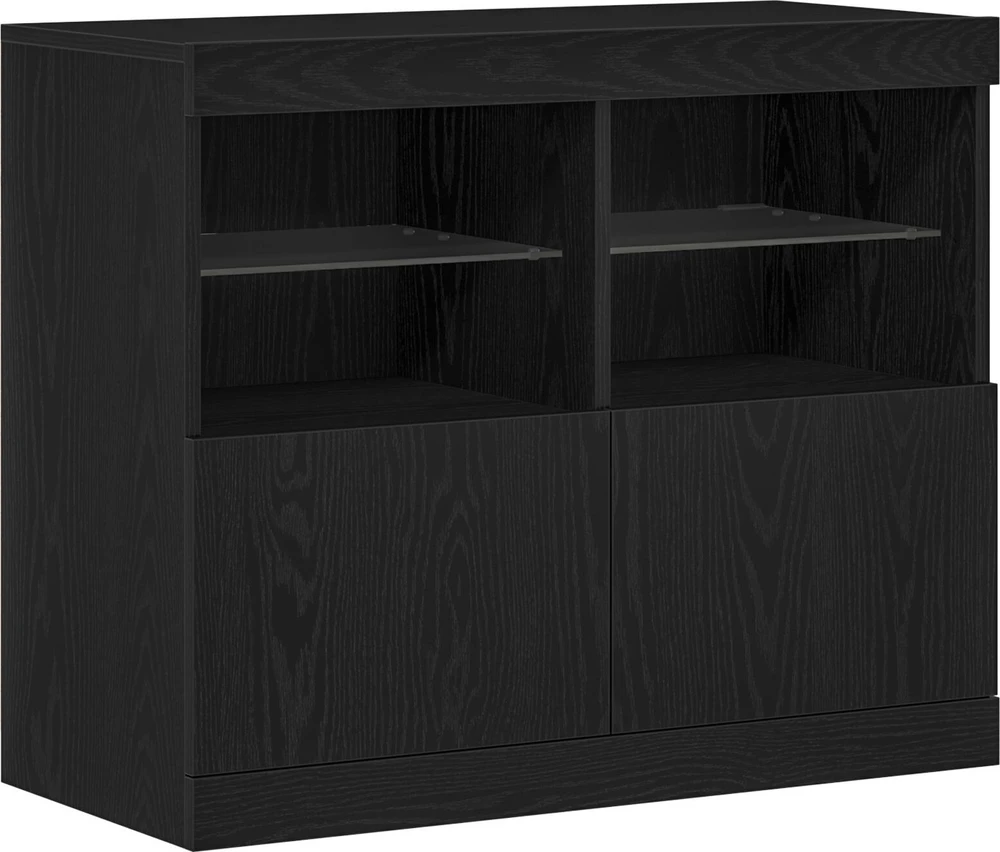 LED Bufetas Juoda 81 x 37 x 66,5 cm Apdirbta mediena