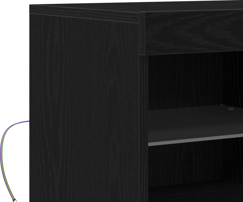 LED Bufetas Juoda 81 x 37 x 66,5 cm Apdirbta mediena