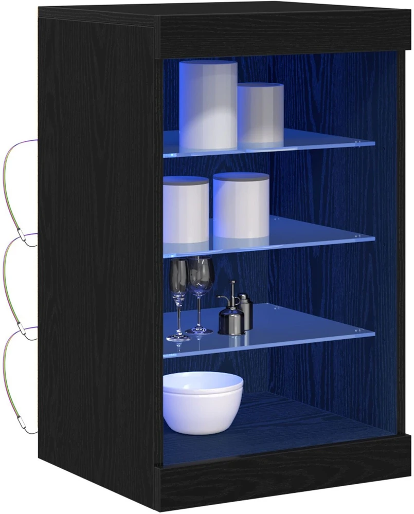 LED Bufetas Juodas ąžuolas 41 x 37 x 67 cm Apdirbta mediena