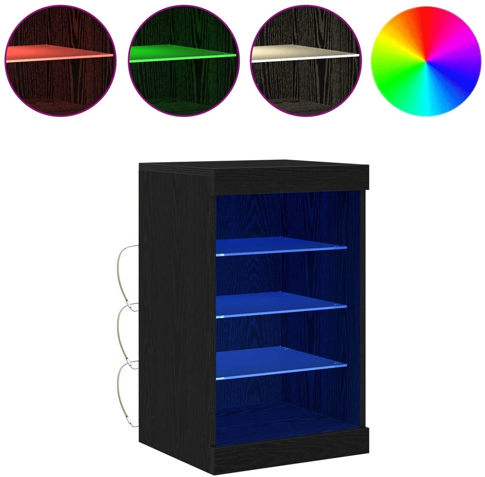 LED Bufetas Juodas ąžuolas 41 x 37 x 67 cm Apdirbta mediena