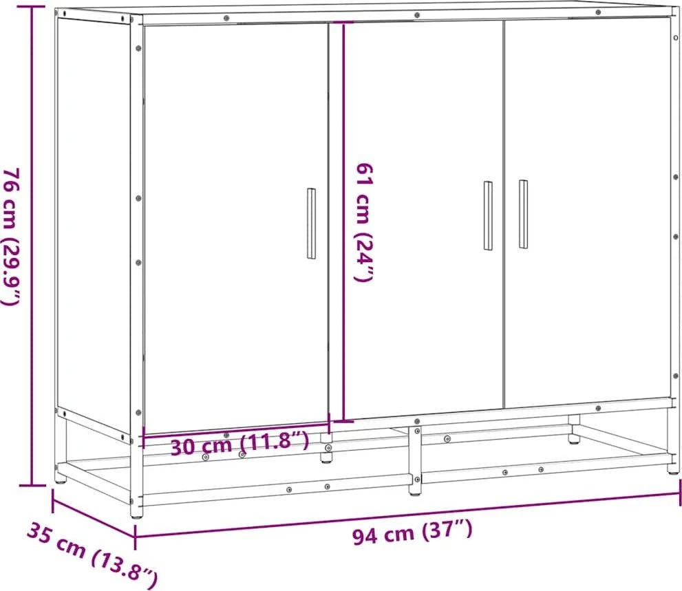 indauja Pilka Sonoma 94x35x76 cm Inžinierinė mediena