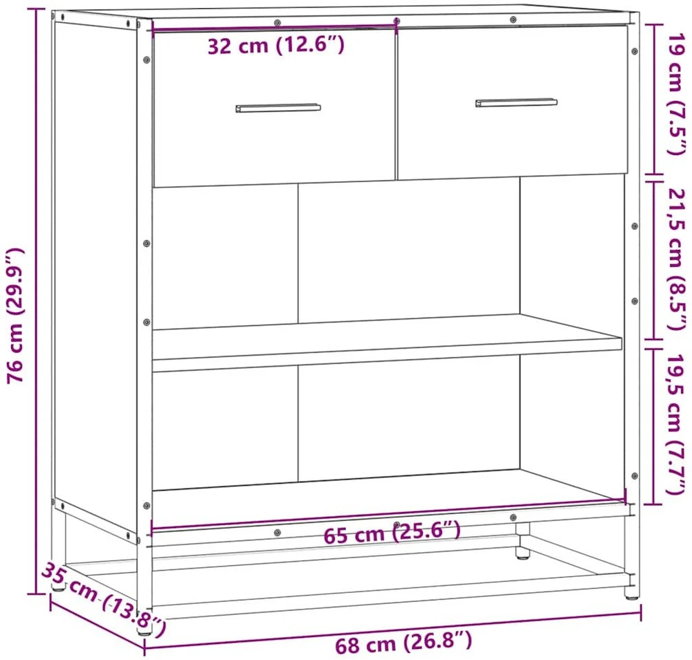 indauja Pilka Sonoma 68x35x76 cm Inžinierinė mediena