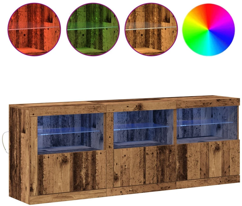 LED Bufetas Senovinis medis 181 x 37 x 67 cm Apdirbta mediena