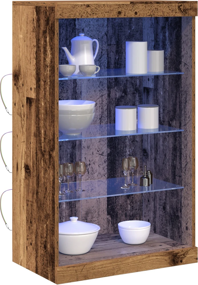 LED Bufetas Senas medis 60,5 x 37 x 100 cm Apdirbta mediena