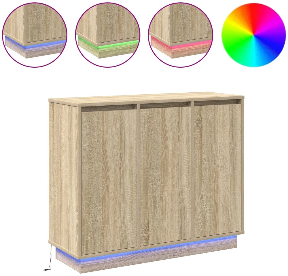 LED Bufetas Sonoma ąžuolas 90 x 32 x 75 cm Apdirbta mediena