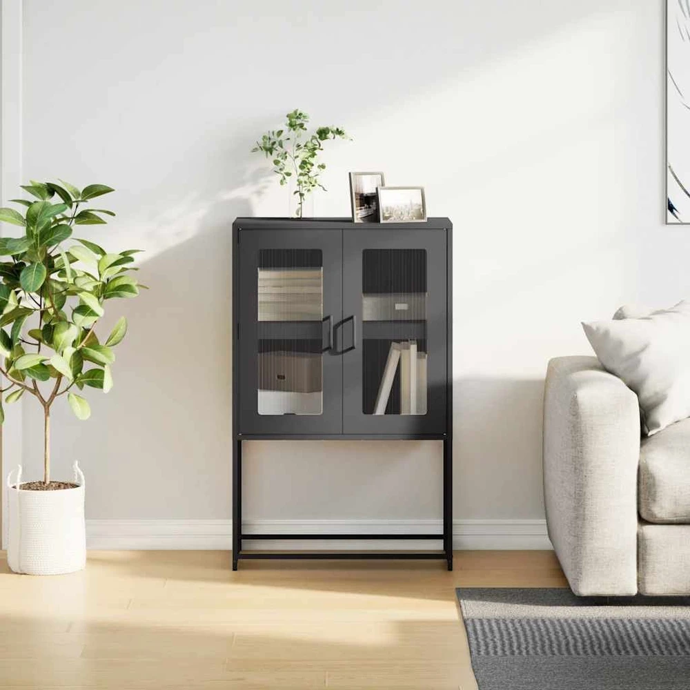 Highboard Juodas 68x39x107 cm Plienas