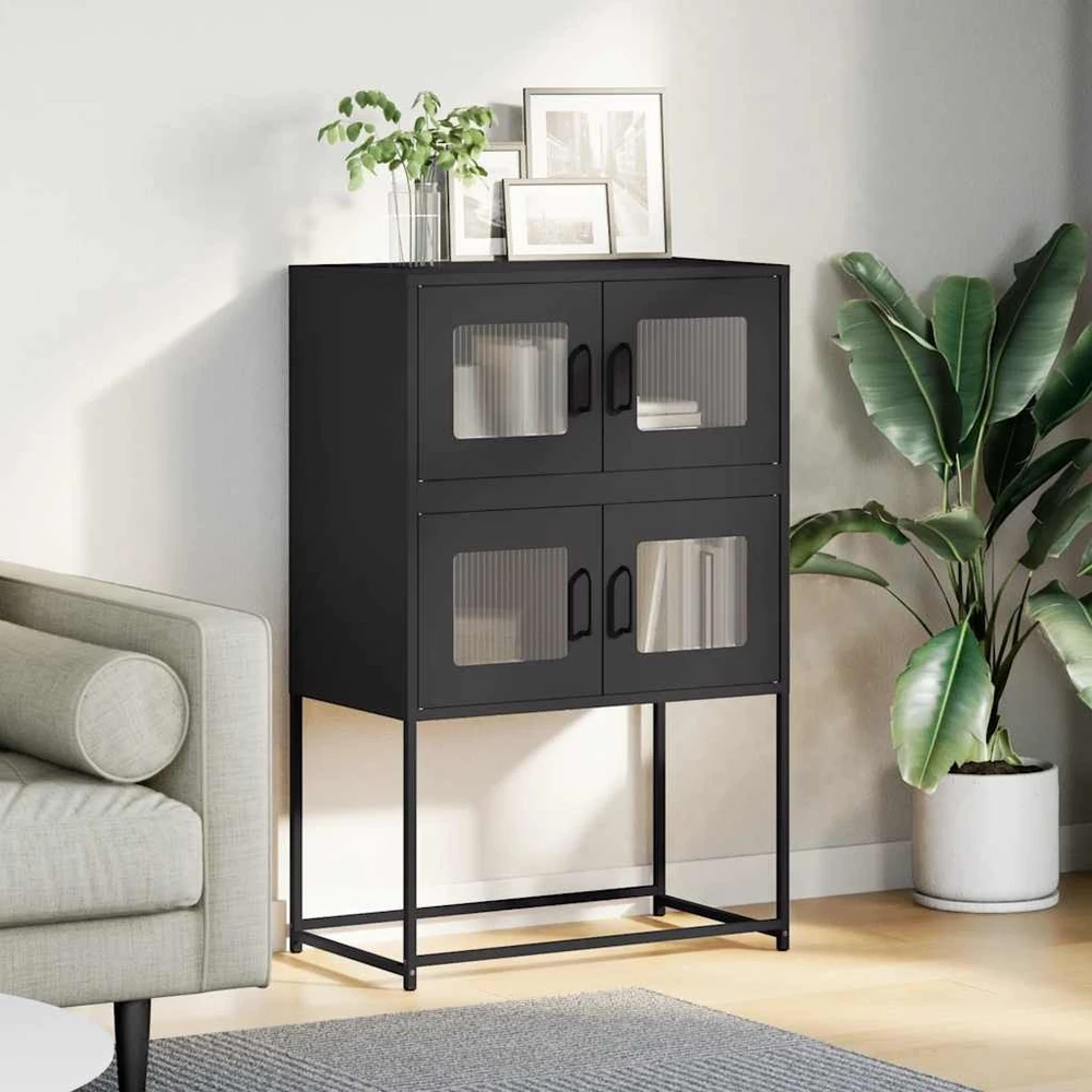 Highboard Juodas 68x39x107 cm Plienas
