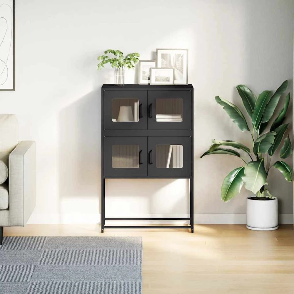 Highboard Juodas 68x39x107 cm Plienas
