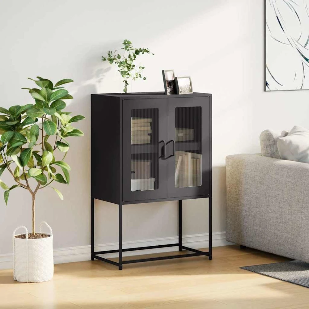 Highboard Juodas 68x39x107 cm Plienas
