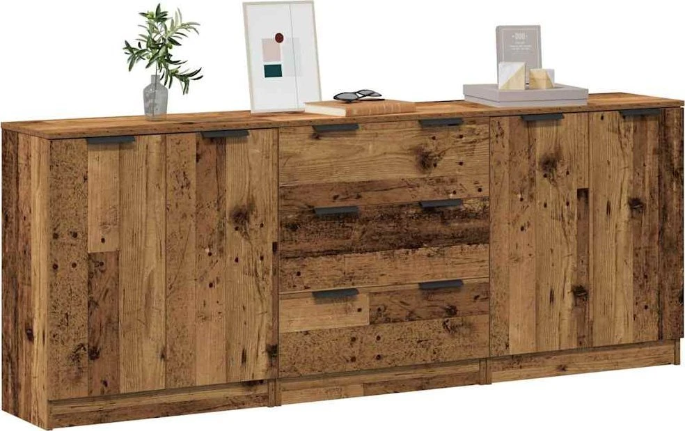 Indaujos 3 vnt Old Wood 60x30x70 cm Inžinerinė mediena