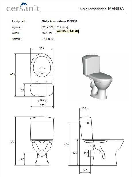 Cersanit Merida WC kompaktiškas komplektas 62,5 cm baltas (K03-014)