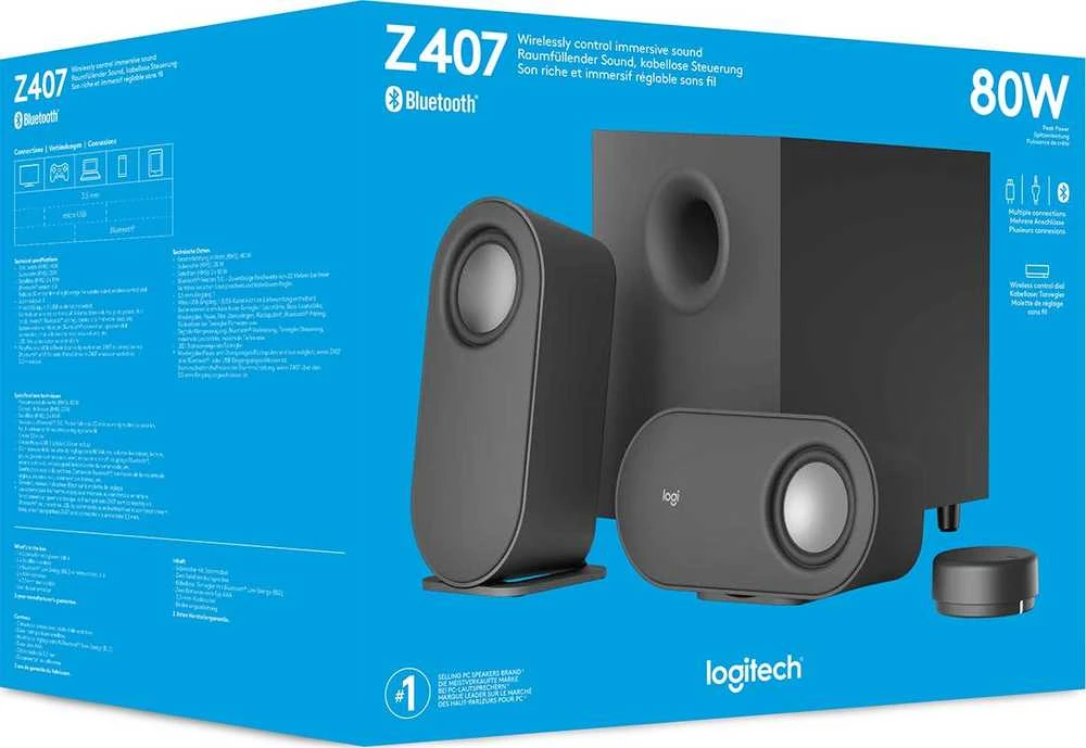Logitech Z407 Bluetooth kompiuterio garsiakalbiai su žemųjų dažnių garsiakalbiu ir belaidžiu valdymu