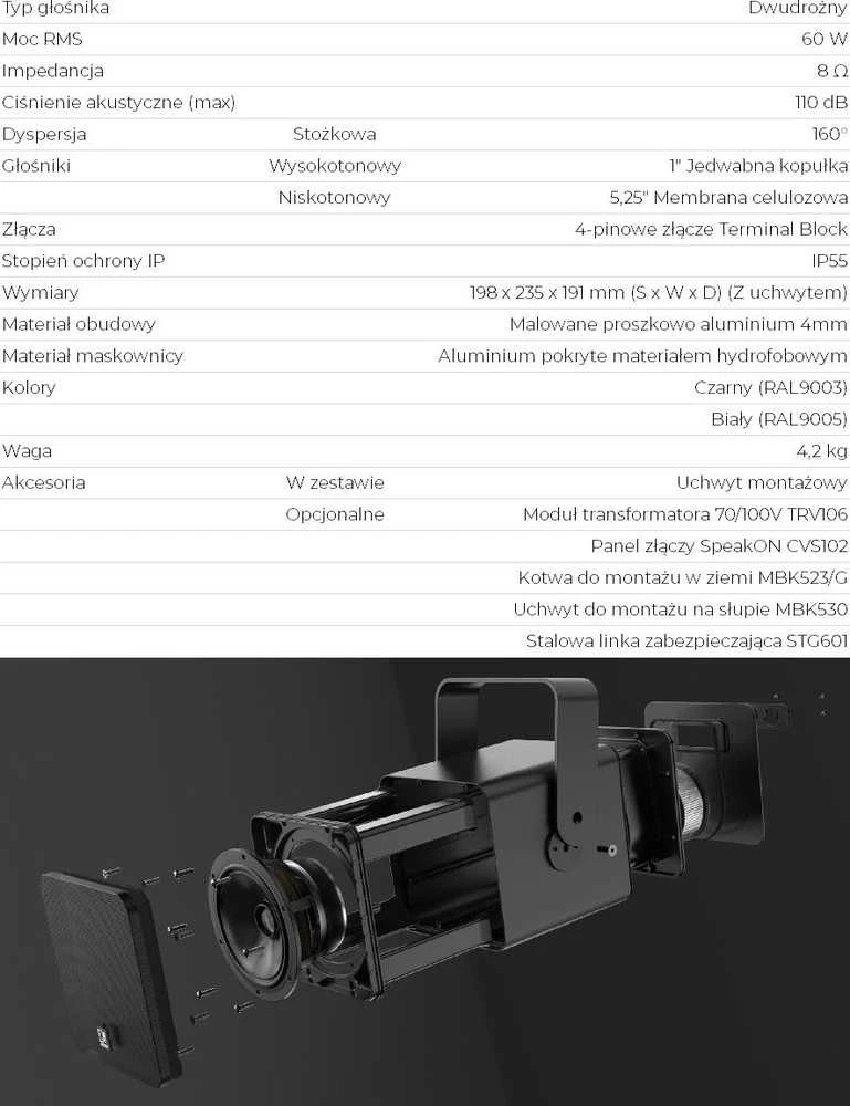 Kompiuterio kolonėlės Audac kolonėlė AUDAC VIRO5/W Kompaktiškas, efektyvus garsiakalbių komplektas, balta versija – 8 Ohm