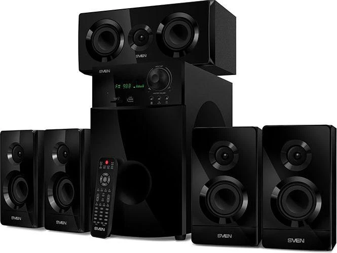 Kompiuterio kolonėlės Speakers SVEN HT-210, juodas (125W, Bluetooth, Optical, Coaxial, FM, USB/SD, Ekranas, RC unit), SV-014124