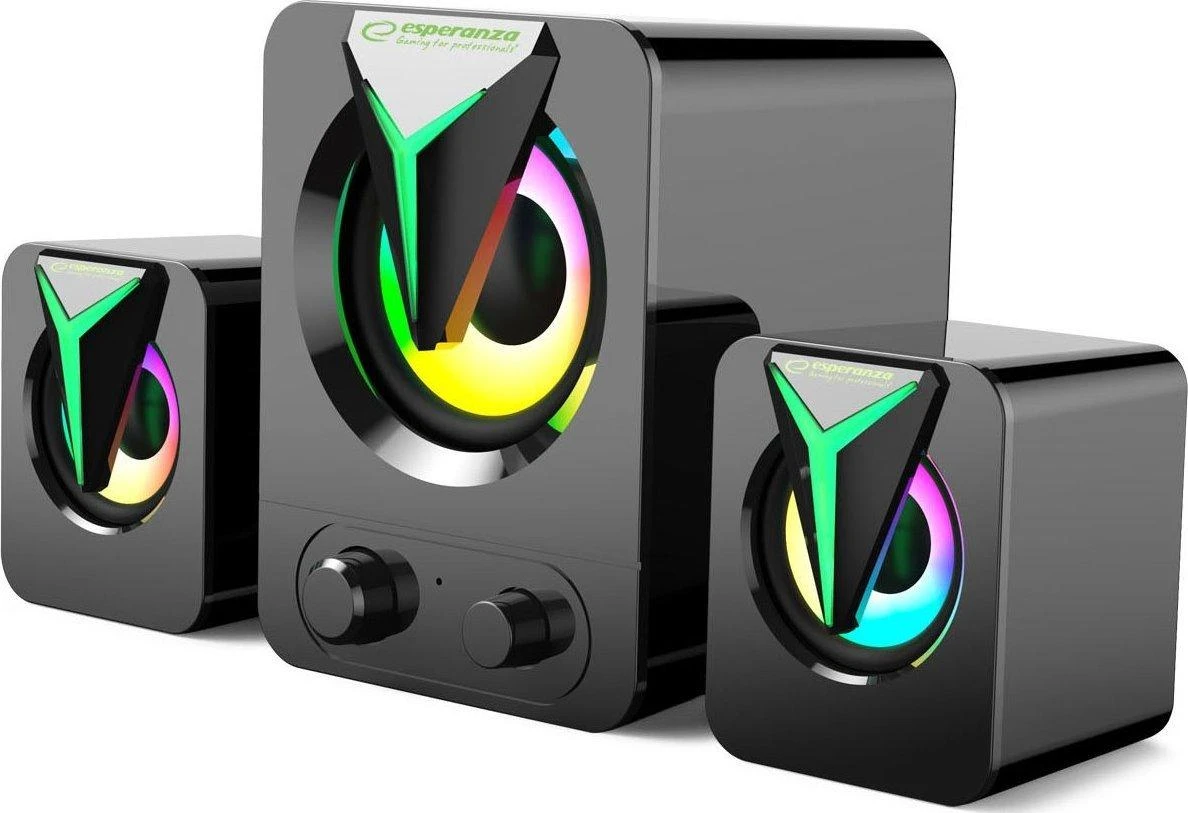 Kompiuterio kolonėlės EGS107 Esperanza garsiakalbiai 2.1 usb led vaivorykštinis sopranas