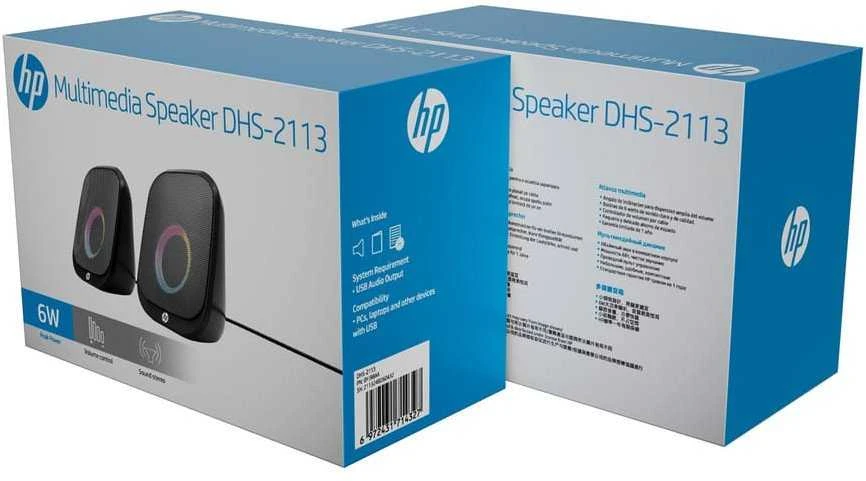 Kompiuterio kolonėlės HP DHS-2113 garsiakalbiai, 2.0, 6W, juodi, „Bluetooth“, su foniniu apšvietimu