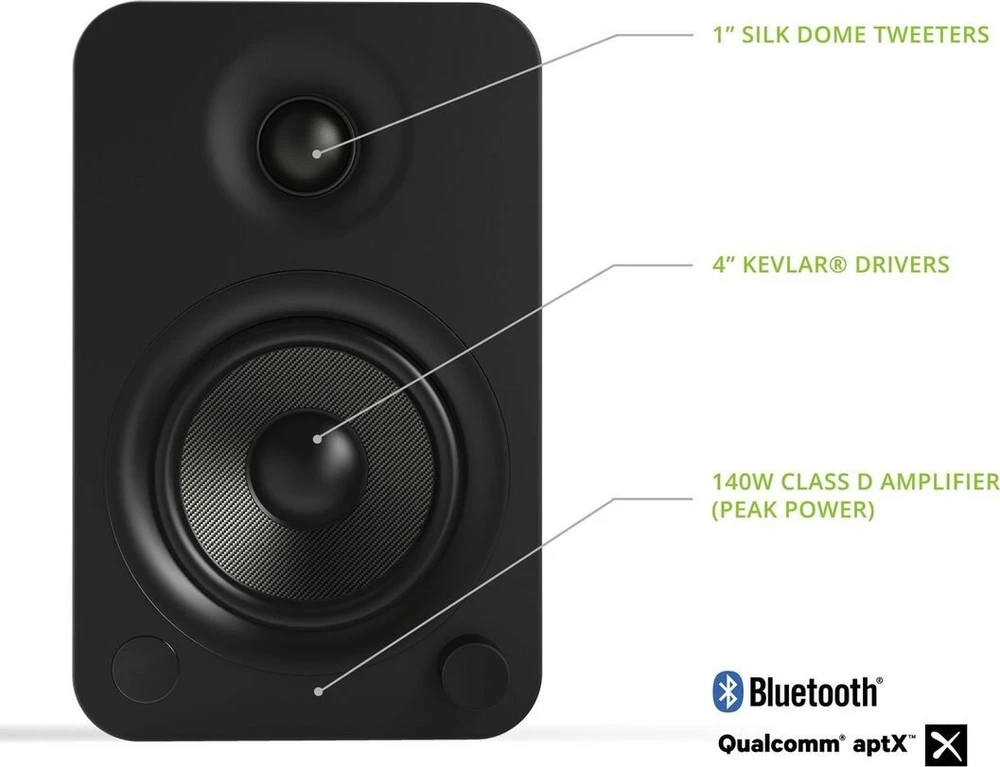 Kanto Audio YU4 – pora 140 W aktyviųjų garsiakalbių su phono / Bluetooth (juoda)
