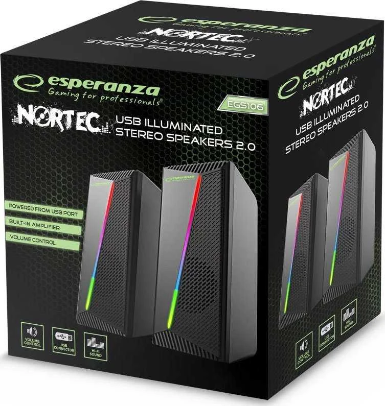 Kompiuterio kolonėlės Garsiakalbiai - Esperanza EGS106 LED Juodi 6W