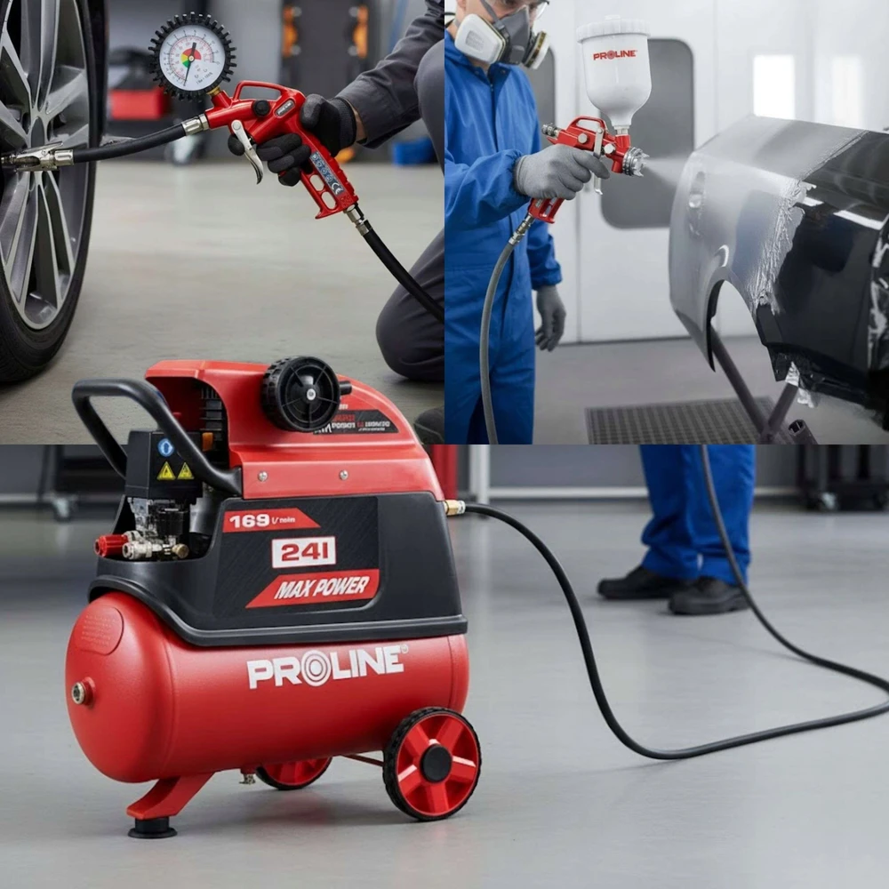 Tepalo kompresorius 24l, 1500w/2hp, 8bar, 169l/min proline