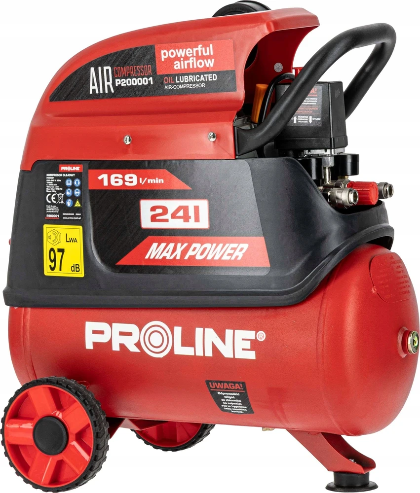 Tepalo kompresorius 24l, 1500w/2hp, 8bar, 169l/min proline