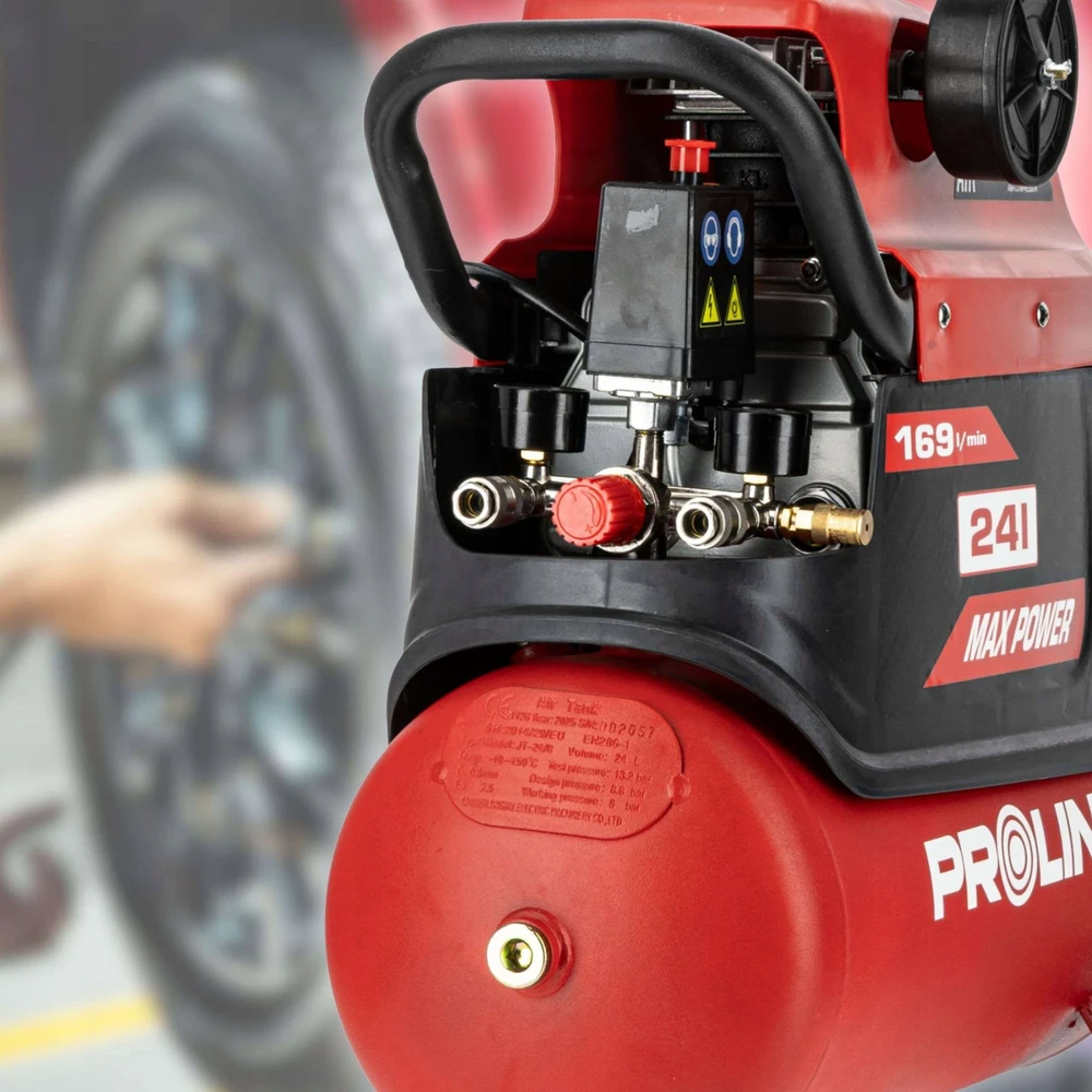 Tepalo kompresorius 24l, 1500w/2hp, 8bar, 169l/min proline