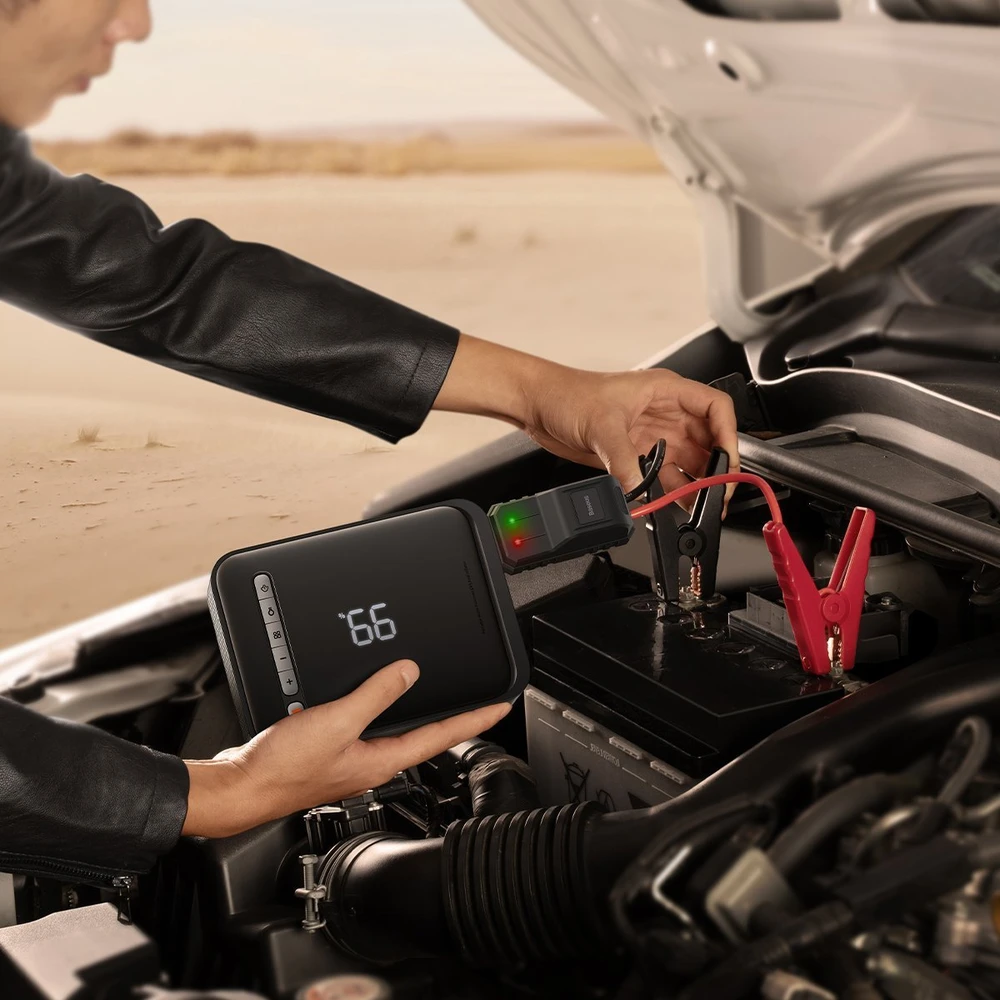 Išorinis akumuliatorius/starteris + kompresorius 2in1 Baseus Super Energy automobilinis Jump Starter, 8000mAh, 1000A USB - juodas