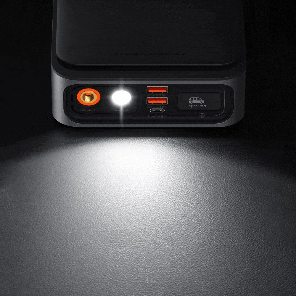 Išorinis akumuliatorius/starteris + kompresorius 2in1 Baseus Super Energy automobilinis Jump Starter, 8000mAh, 1000A USB - juodas
