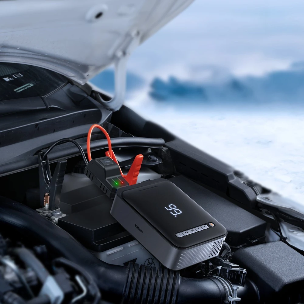 Išorinis akumuliatorius/starteris + kompresorius 2in1 Baseus Super Energy automobilinis Jump Starter, 8000mAh, 1000A USB - juodas